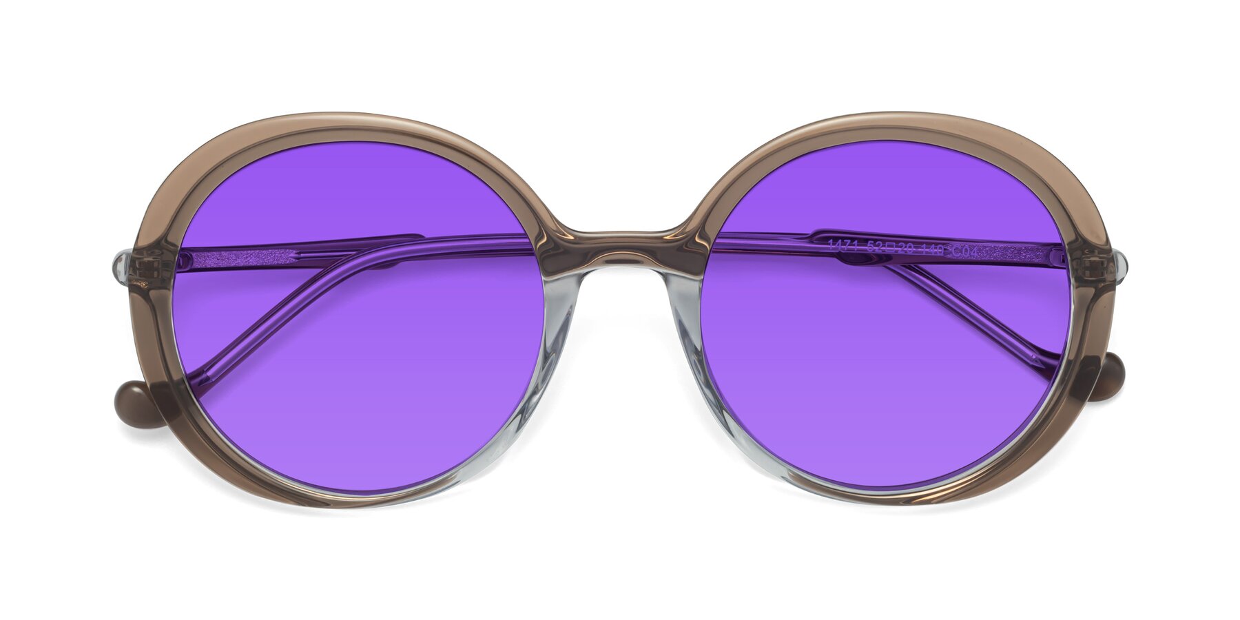Folded Front of 1471 in Brown with Purple Tinted Lenses