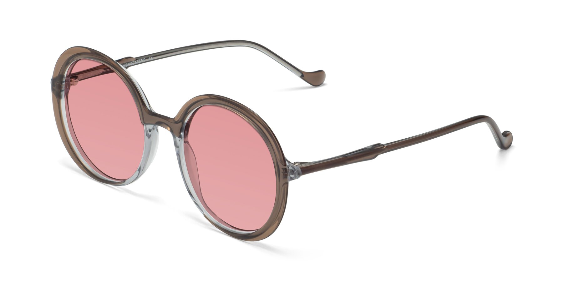 Angle of 1471 in Brown with Medium Garnet Tinted Lenses