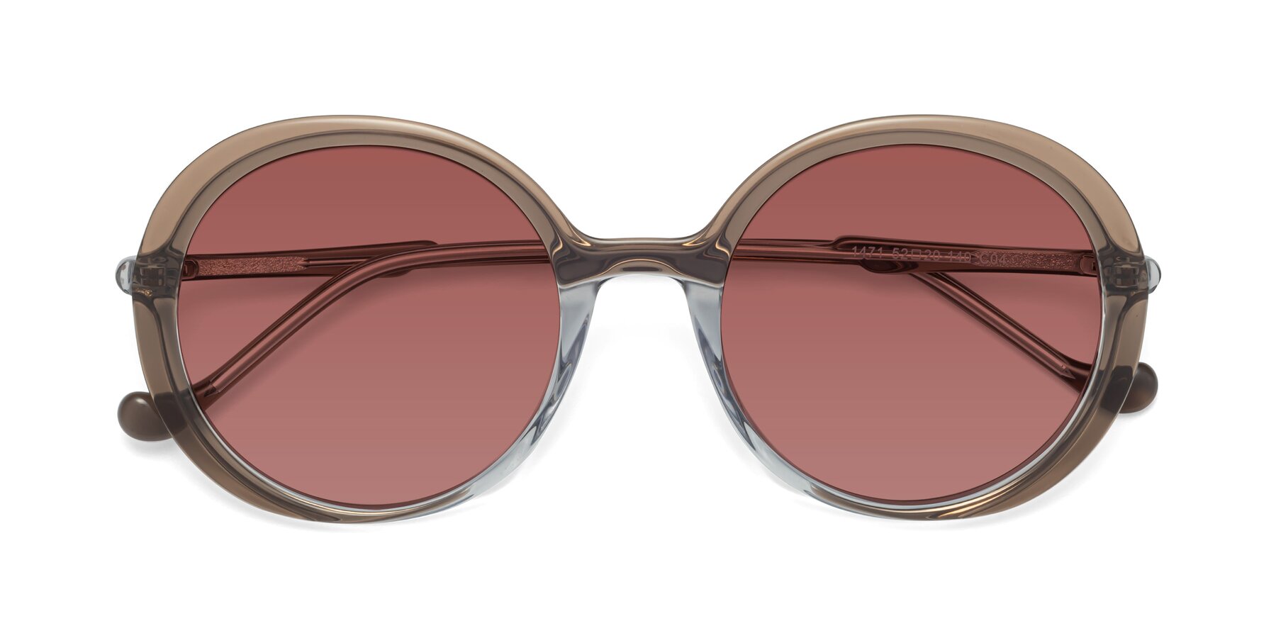 Folded Front of 1471 in Brown with Garnet Tinted Lenses