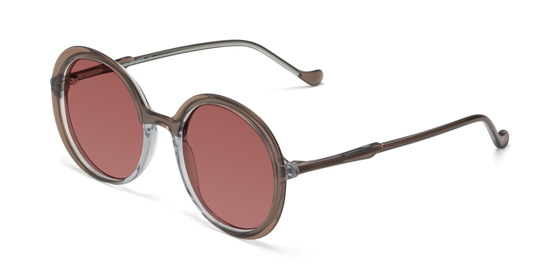 Angle of 1471 in Brown with Garnet Tinted Lenses