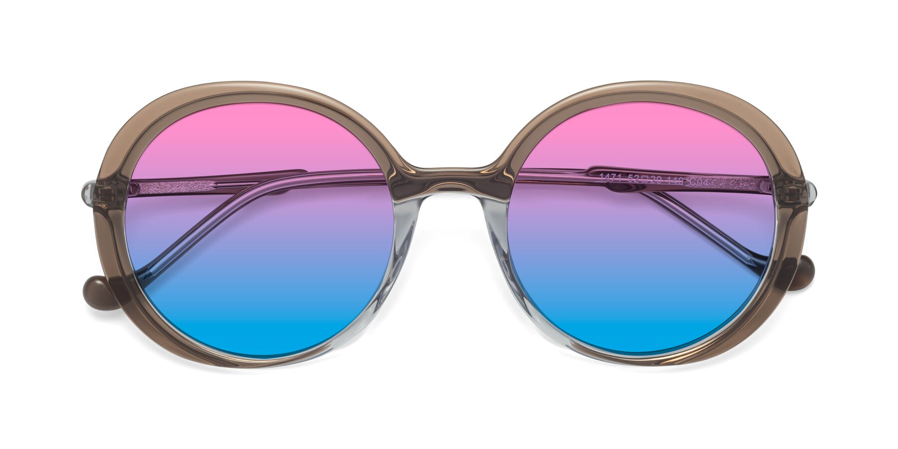 Folded Front of 1471 in Brown with Pink / Blue Gradient Lenses