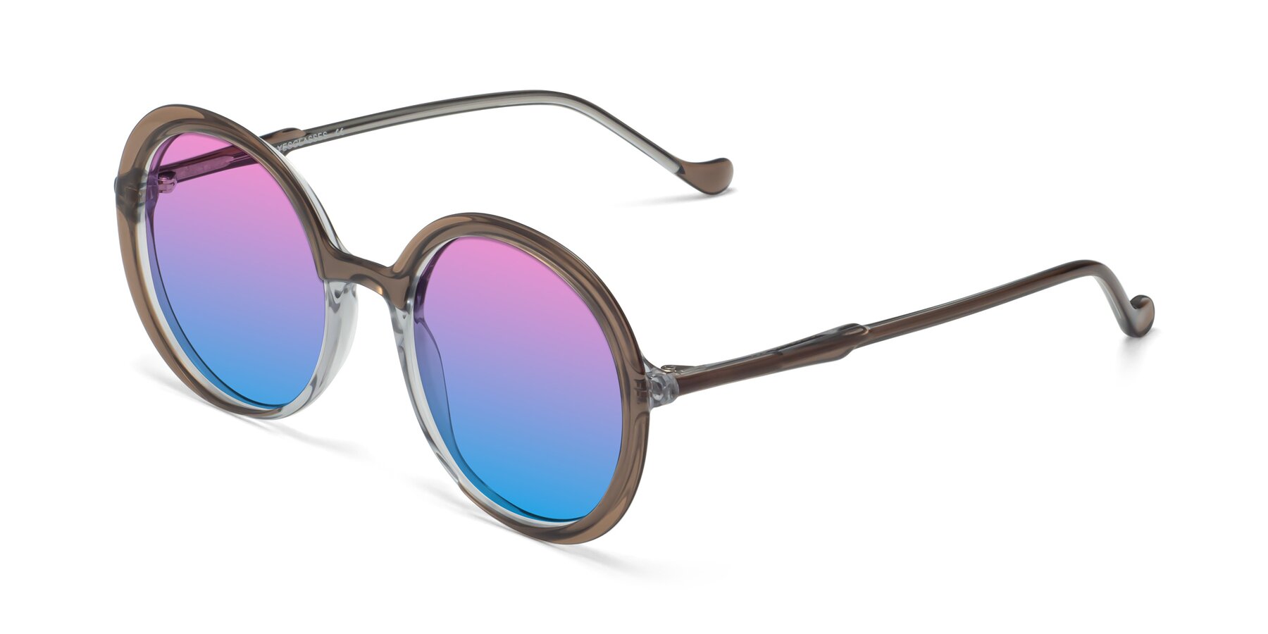 Angle of 1471 in Brown with Pink / Blue Gradient Lenses