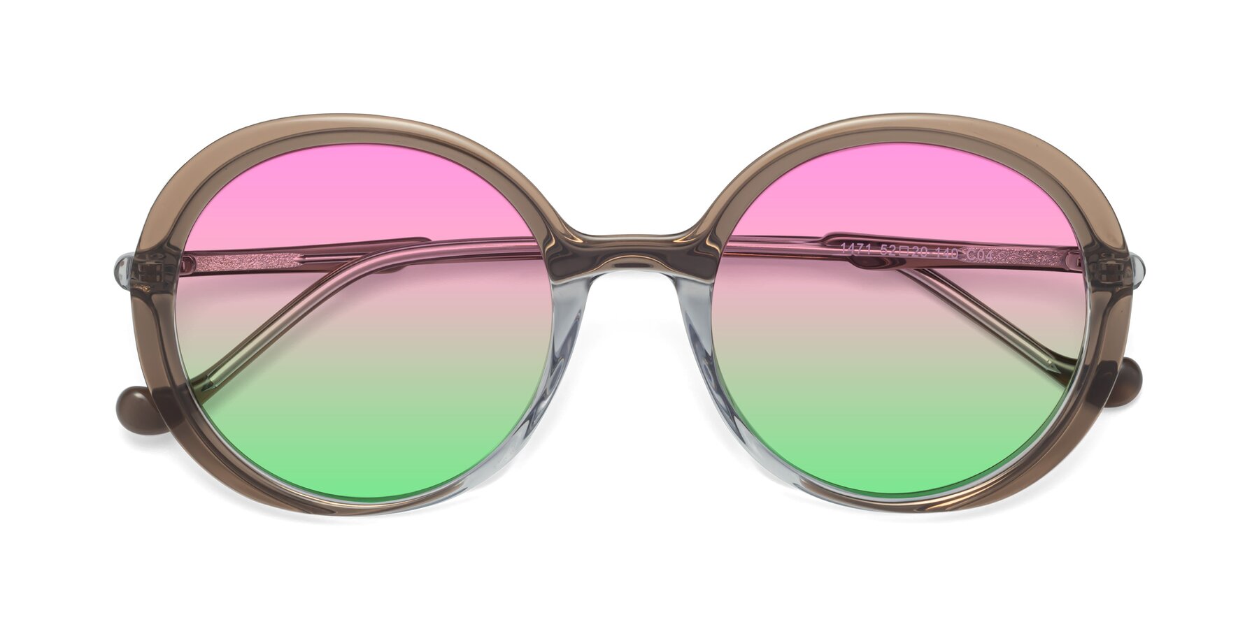 Folded Front of 1471 in Brown with Pink / Green Gradient Lenses