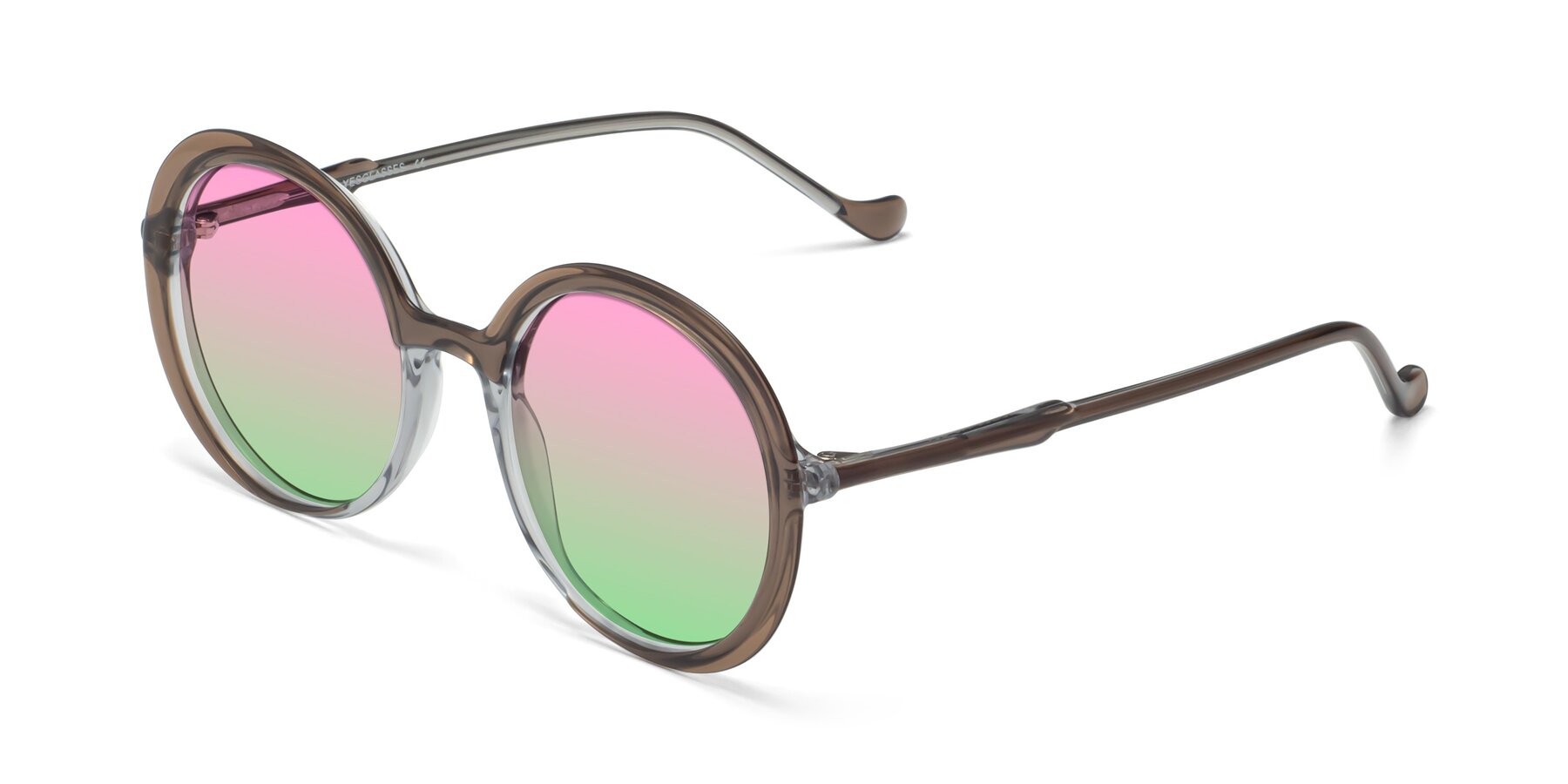 Angle of 1471 in Brown with Pink / Green Gradient Lenses