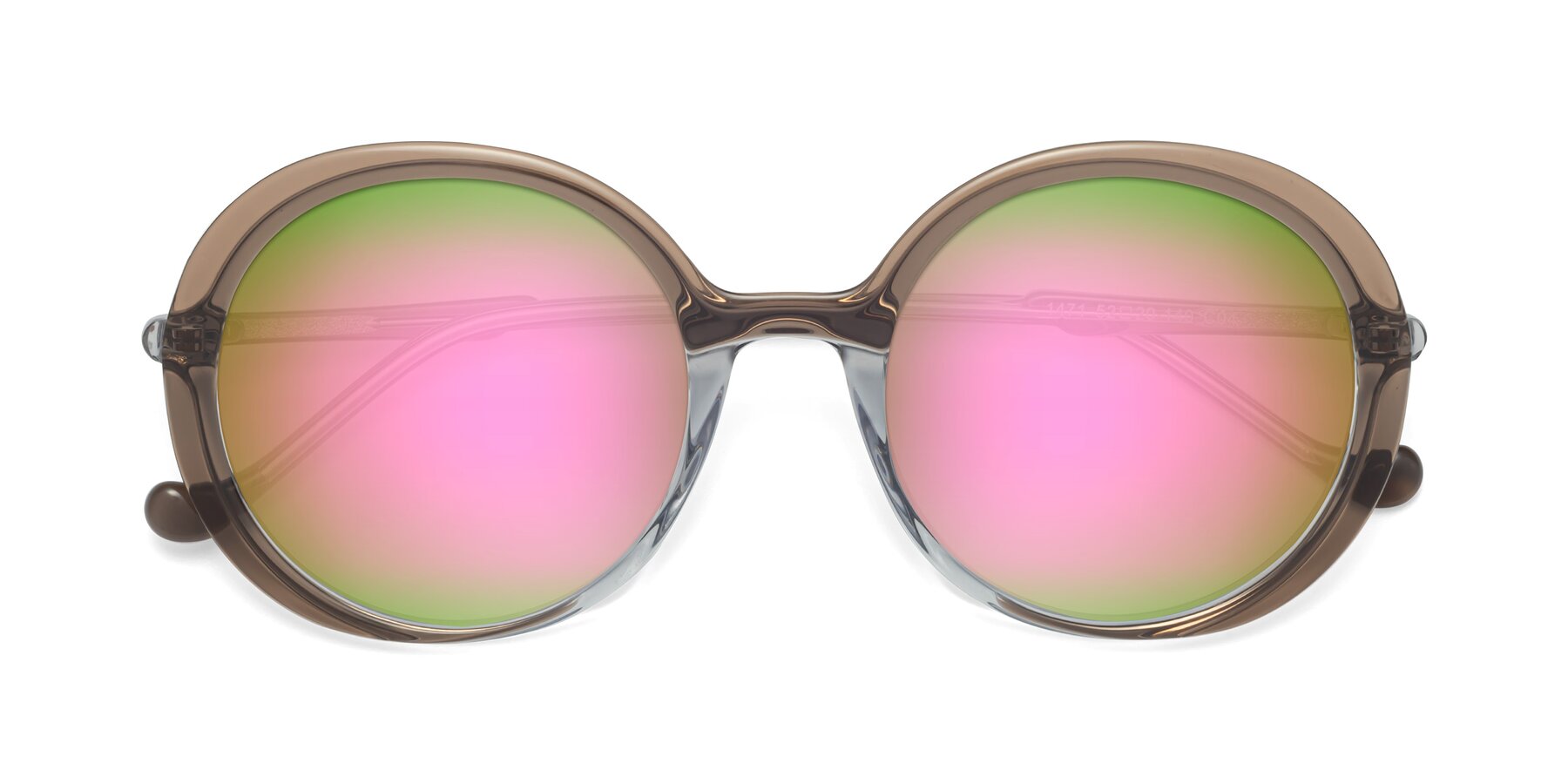 Folded Front of 1471 in Brown with Pink Mirrored Lenses