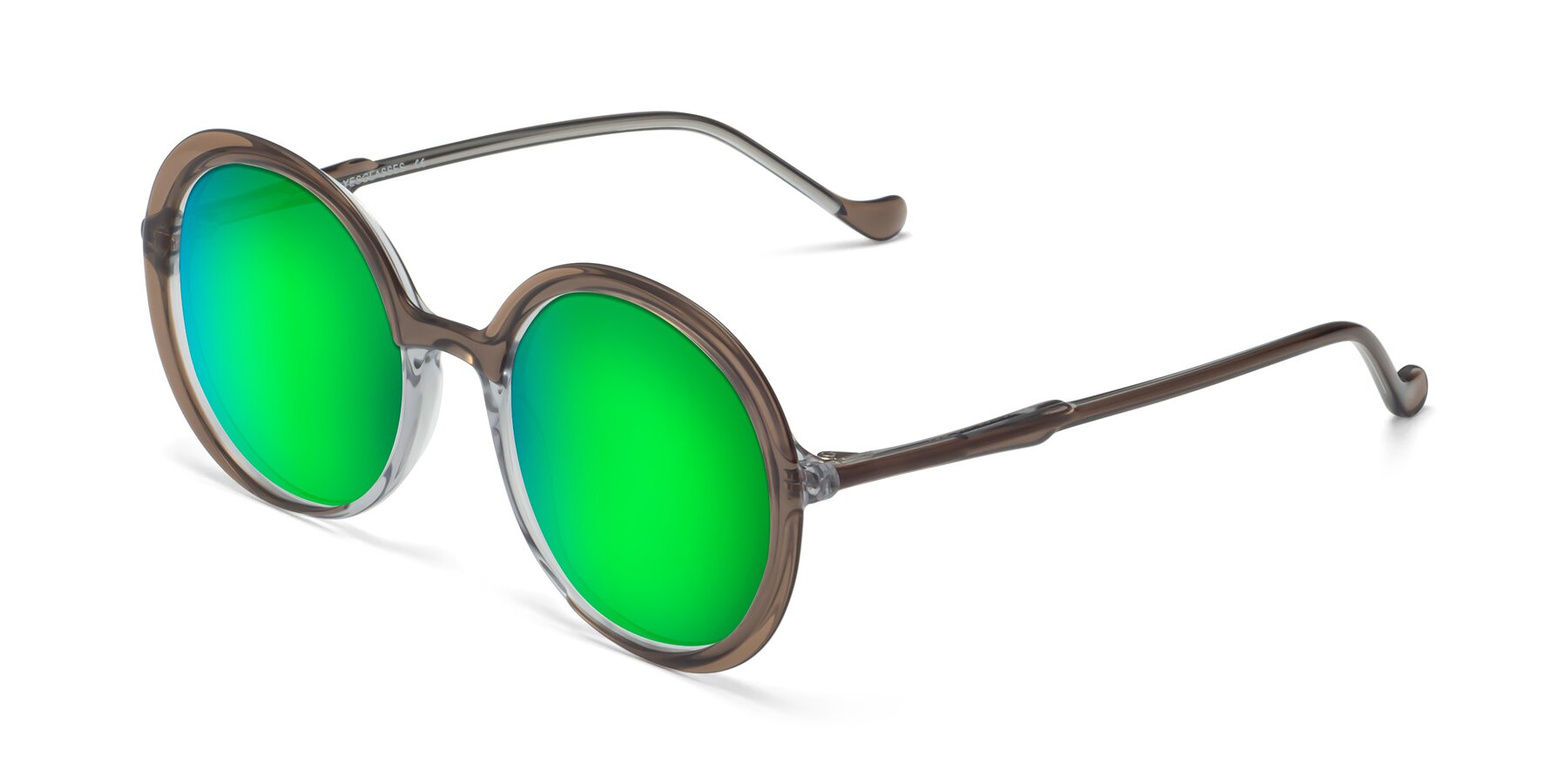 Angle of 1471 in Brown with Green Mirrored Lenses