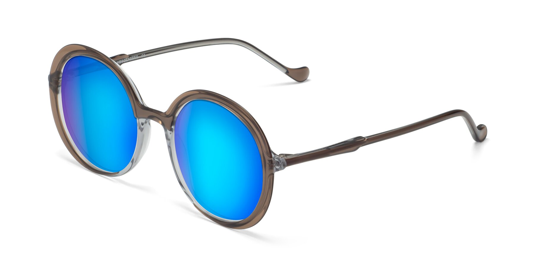Angle of 1471 in Brown with Blue Mirrored Lenses