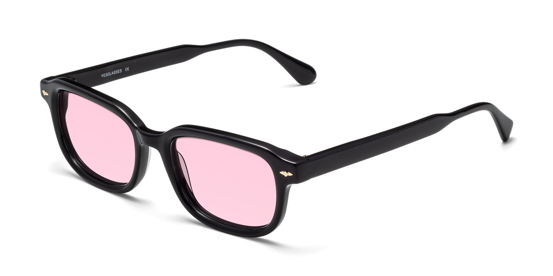 Angle of 1477 in Black with Light Pink Tinted Lenses