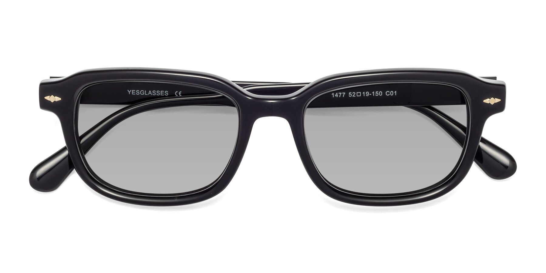 Folded Front of 1477 in Black with Light Gray Tinted Lenses