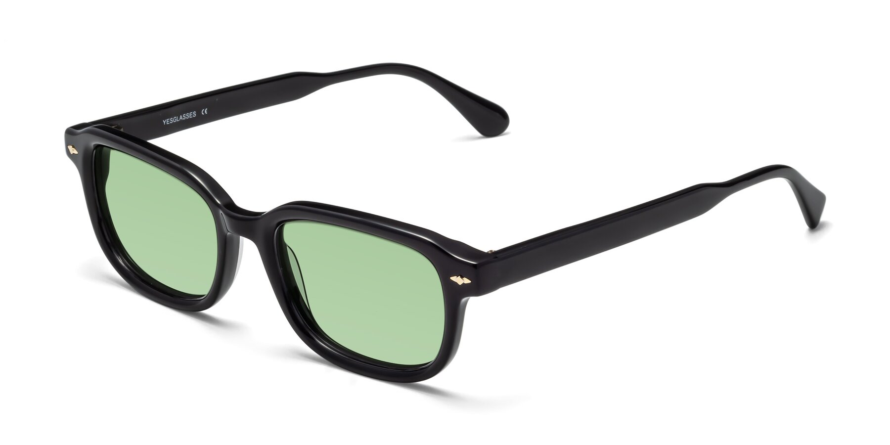 Angle of 1477 in Black with Medium Green Tinted Lenses