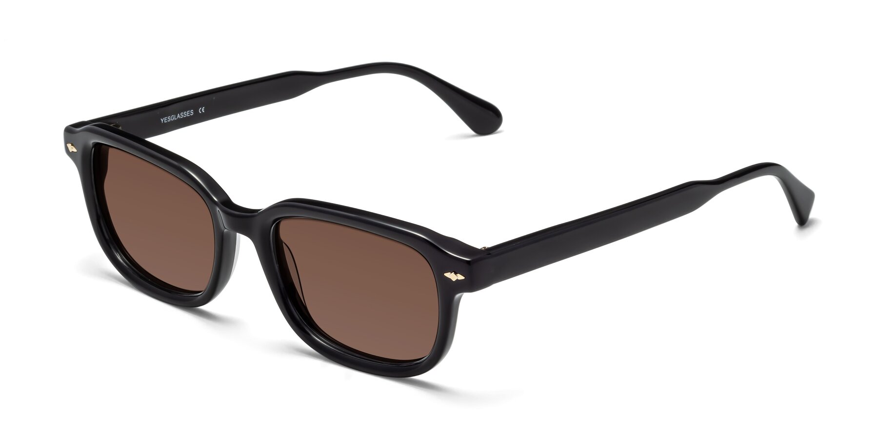 Angle of 1477 in Black with Brown Tinted Lenses