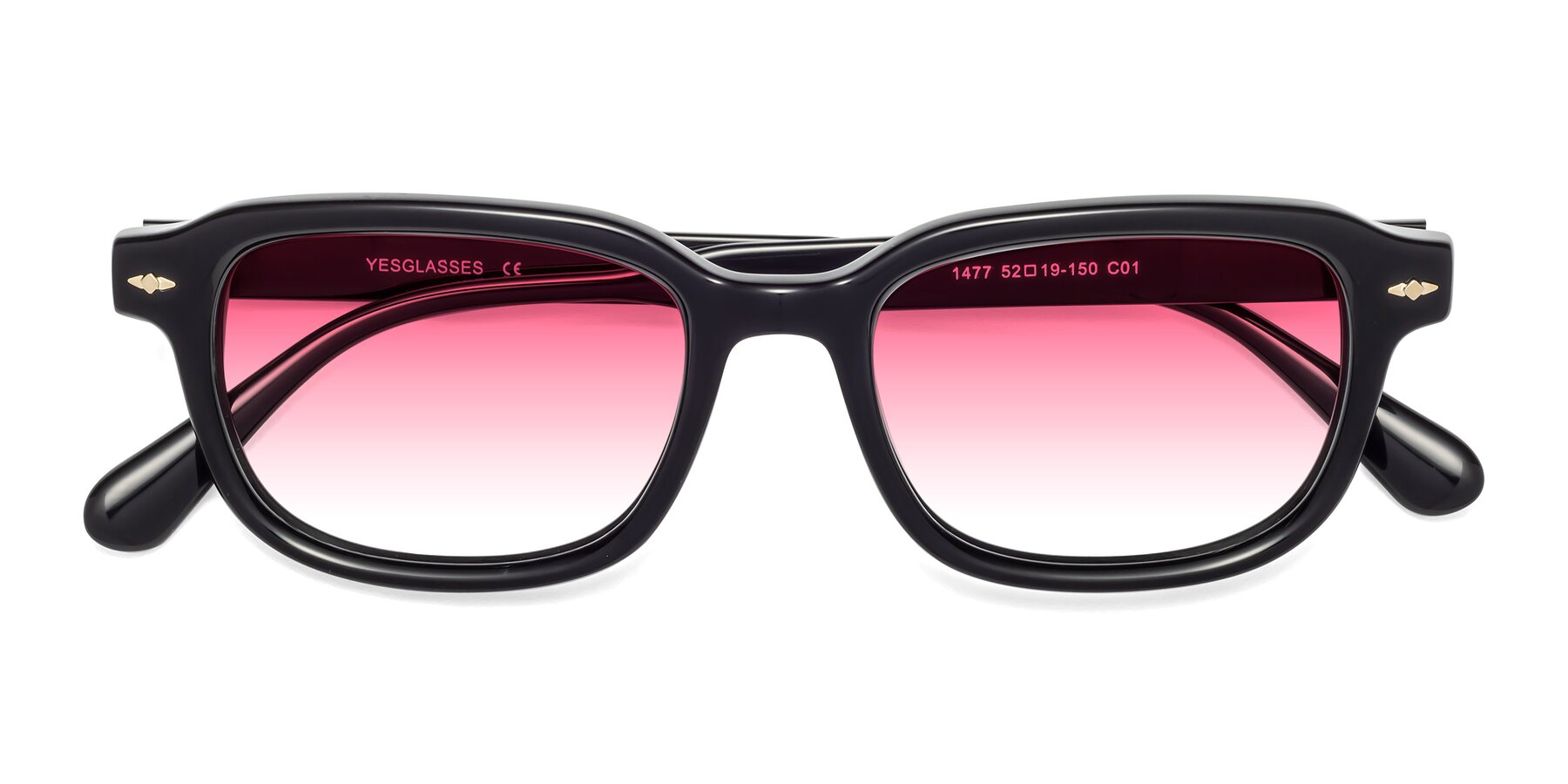 Folded Front of 1477 in Black with Pink Gradient Lenses