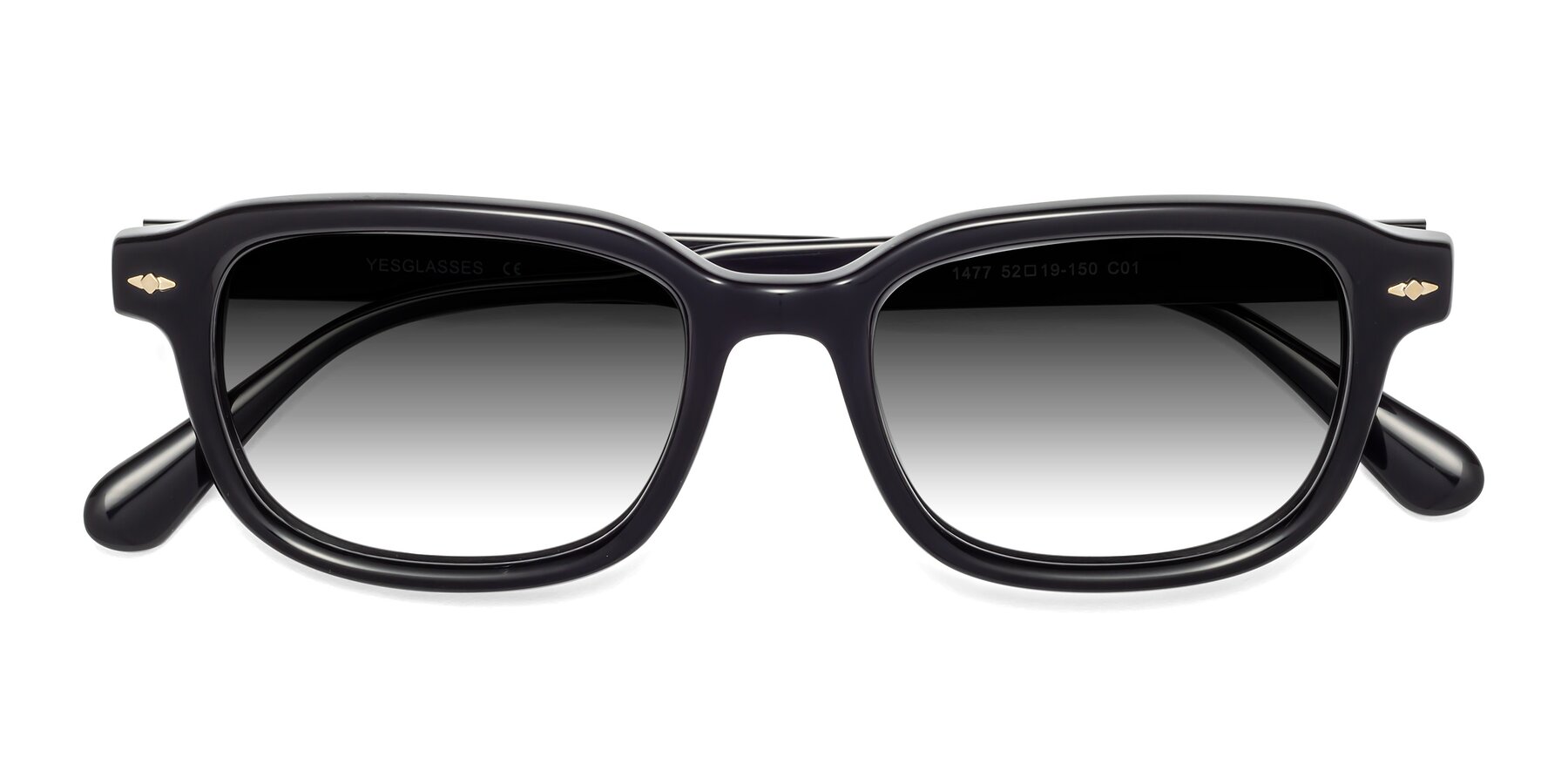 Folded Front of 1477 in Black with Gray Gradient Lenses
