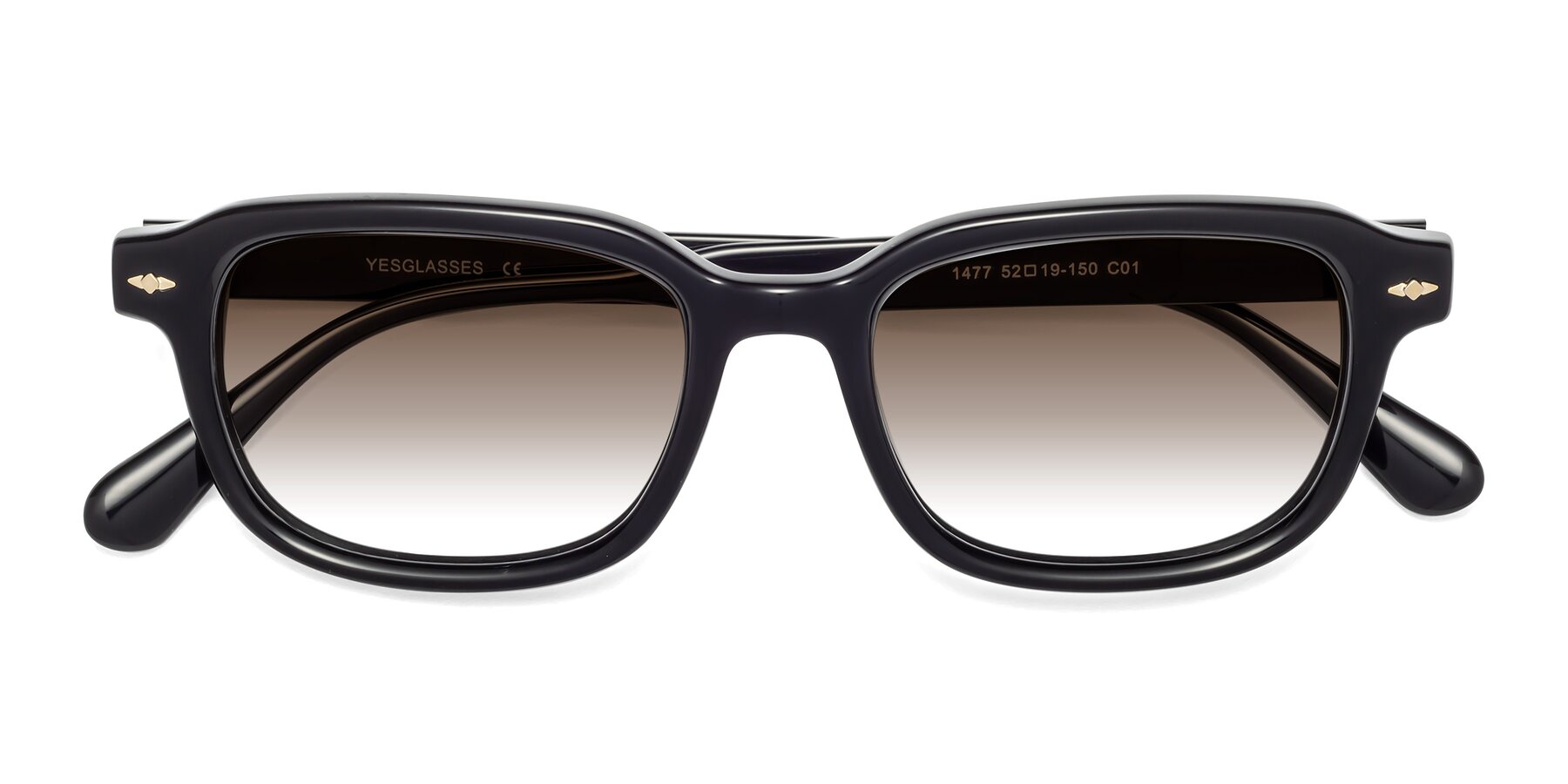 Folded Front of 1477 in Black with Brown Gradient Lenses