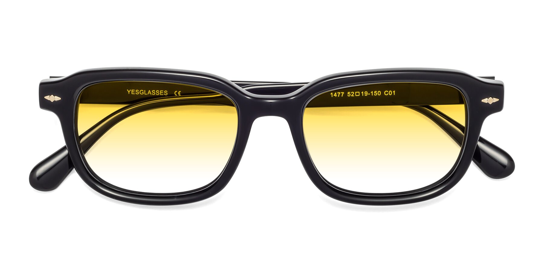 Folded Front of 1477 in Black with Yellow Gradient Lenses