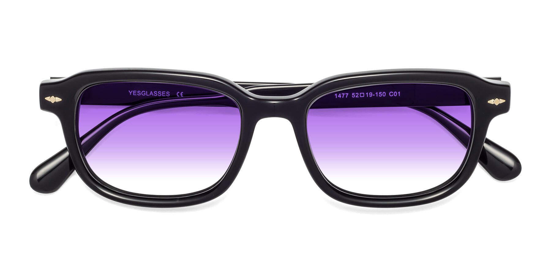 Folded Front of 1477 in Black with Purple Gradient Lenses