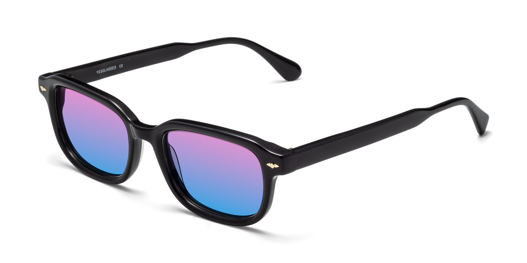 Angle of 1477 in Black with Pink / Blue Gradient Lenses