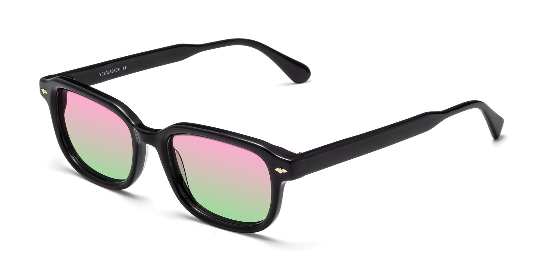 Angle of 1477 in Black with Pink / Green Gradient Lenses