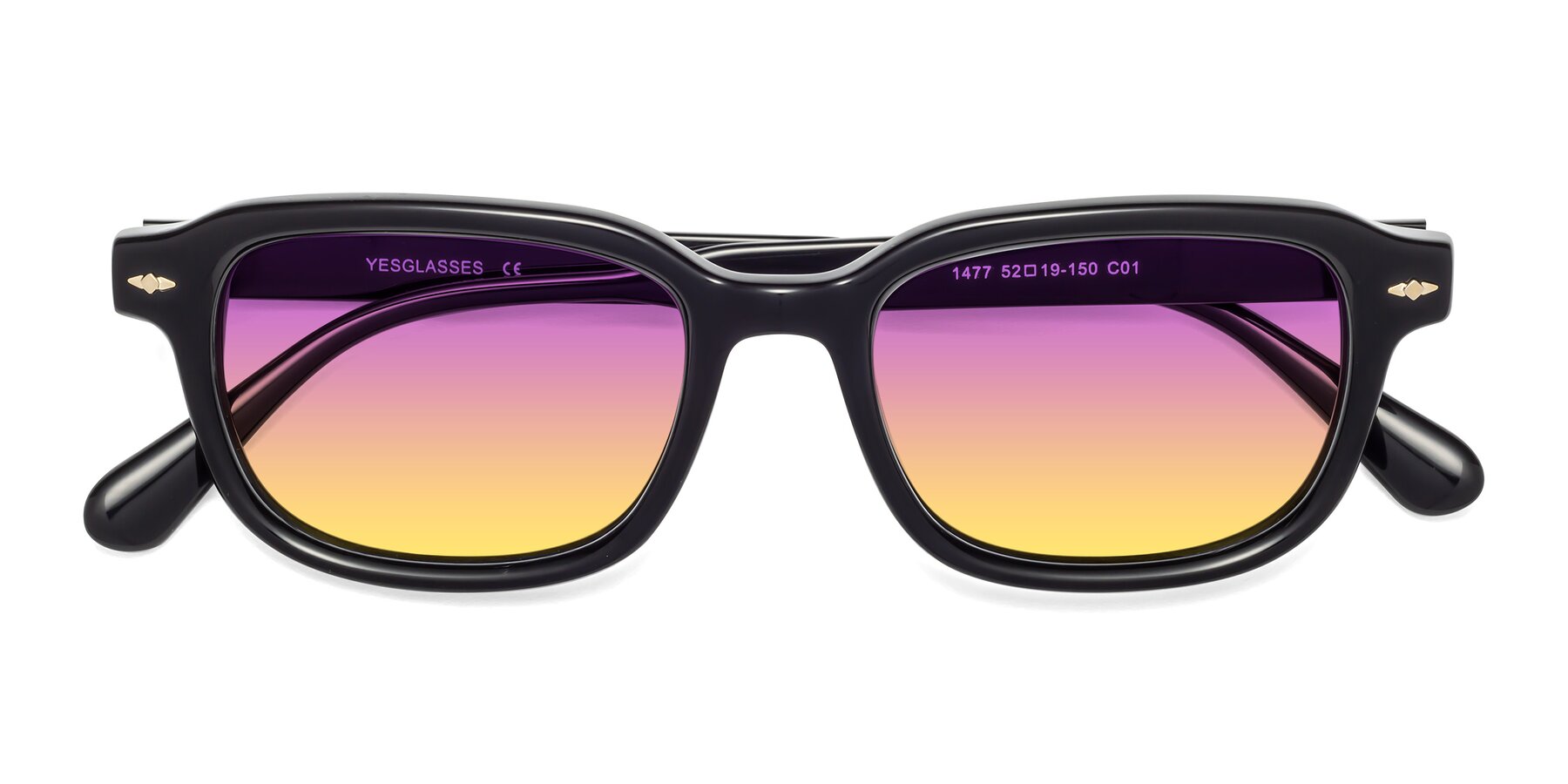 Folded Front of 1477 in Black with Purple / Yellow Gradient Lenses