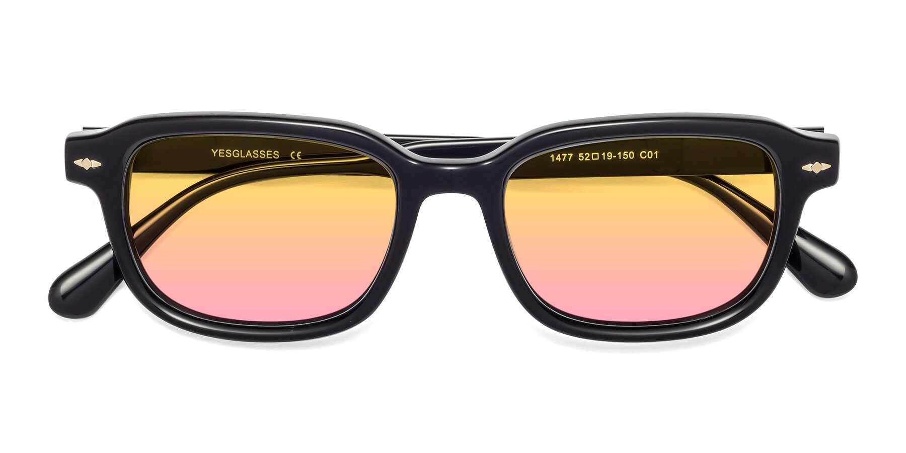 Folded Front of 1477 in Black with Yellow / Pink Gradient Lenses