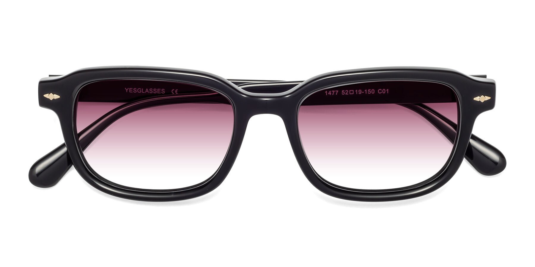 Folded Front of 1477 in Black with Wine Gradient Lenses