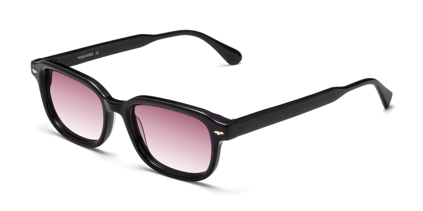 Angle of 1477 in Black with Wine Gradient Lenses