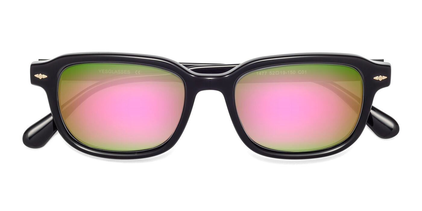 1477 - Black Flash Mirrored Sunglasses