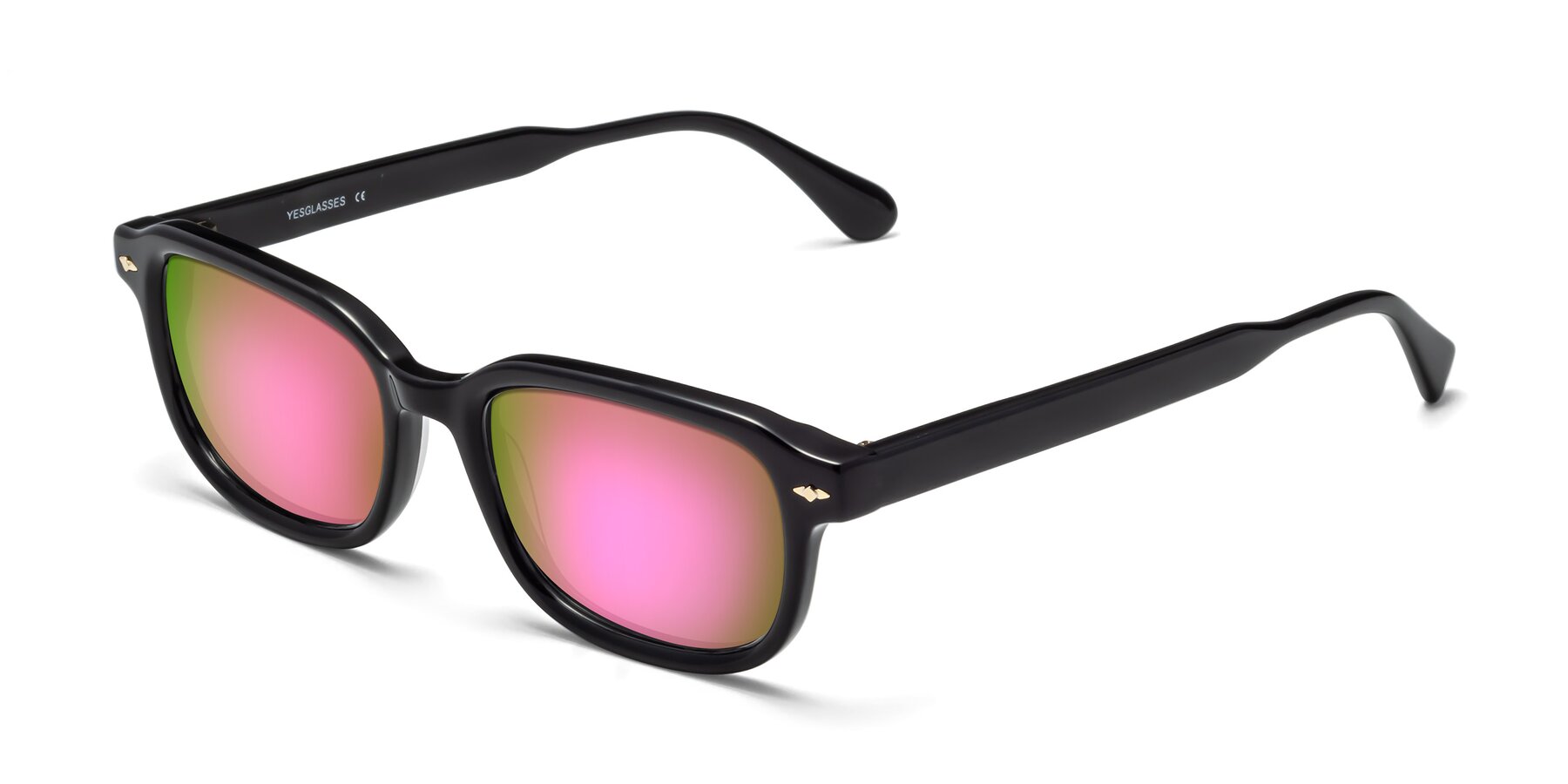 Angle of 1477 in Black with Pink Mirrored Lenses