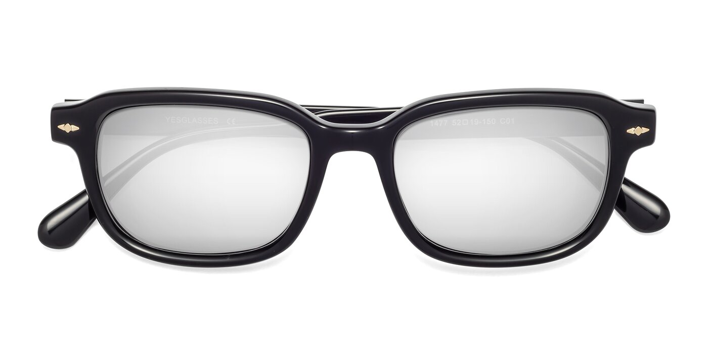 1477 - Black Flash Mirrored Sunglasses