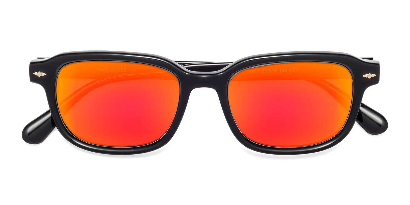 1477 - Black Flash Mirrored Sunglasses