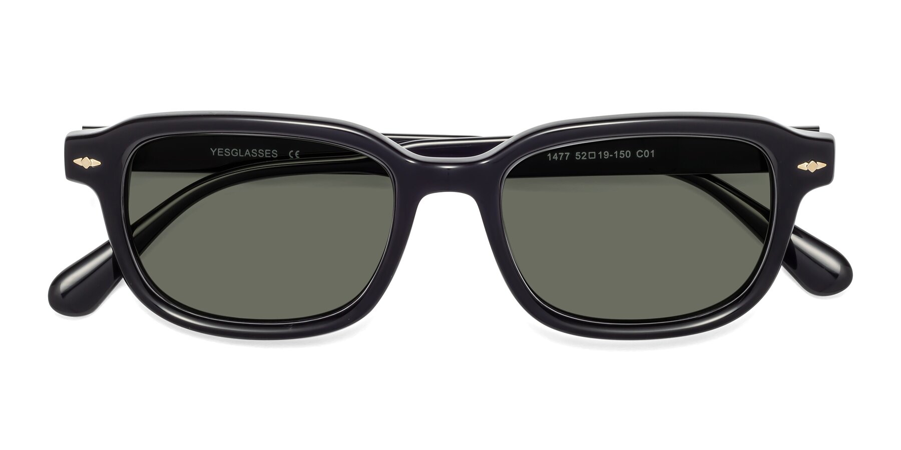 Folded Front of 1477 in Black with Gray Polarized Lenses