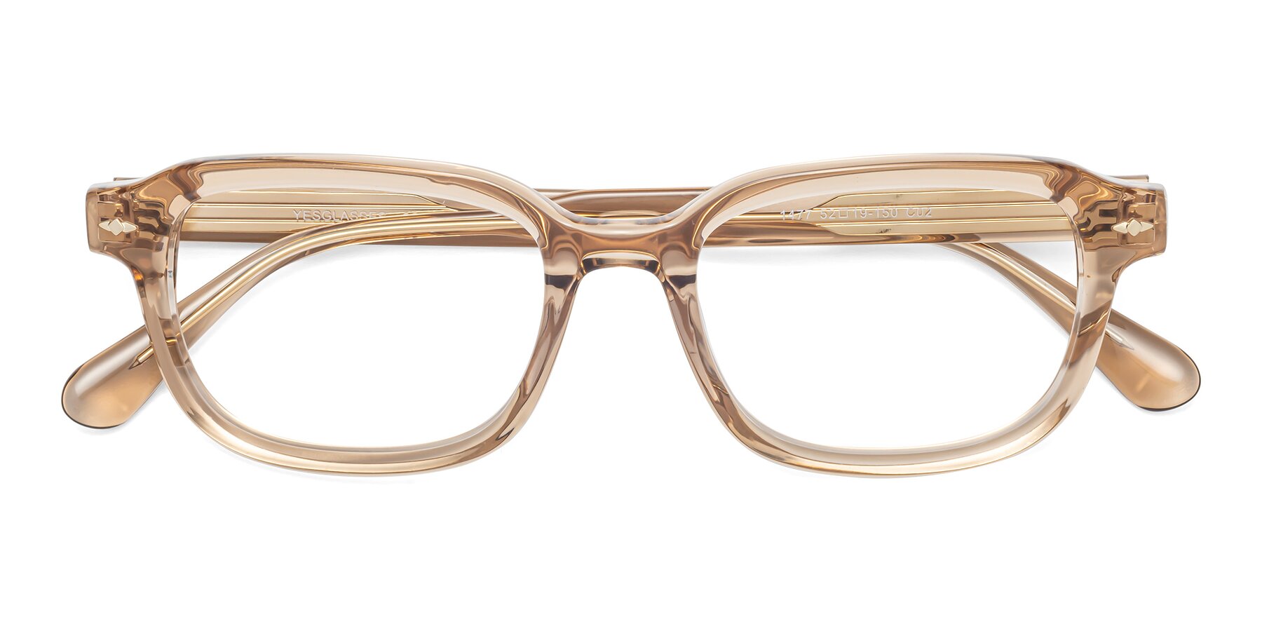 Folded Front of 1477 in Caramel with Clear Blue Light Blocking Lenses