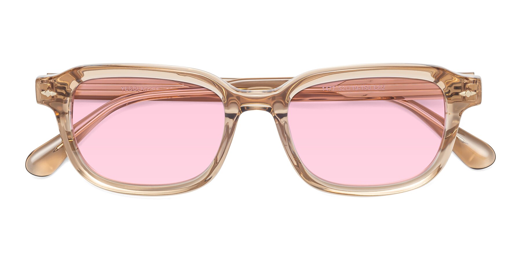 Folded Front of 1477 in Caramel with Light Pink Tinted Lenses