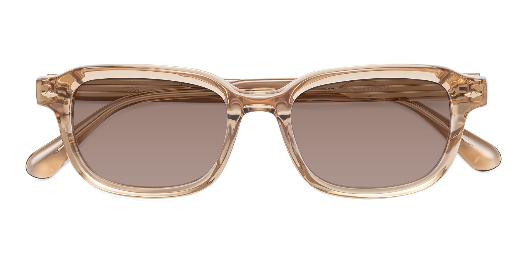 Folded Front of 1477 in Caramel with Medium Brown Tinted Lenses