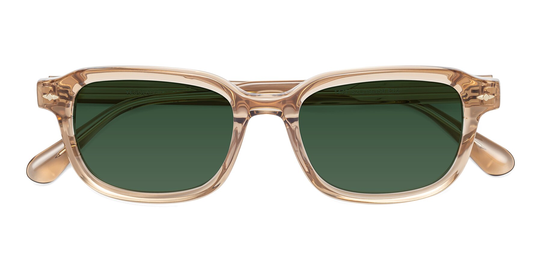 Folded Front of 1477 in Caramel with Green Tinted Lenses