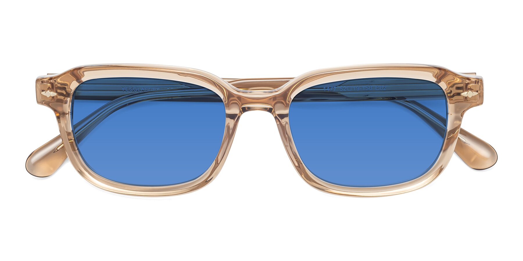 Folded Front of 1477 in Caramel with Blue Tinted Lenses