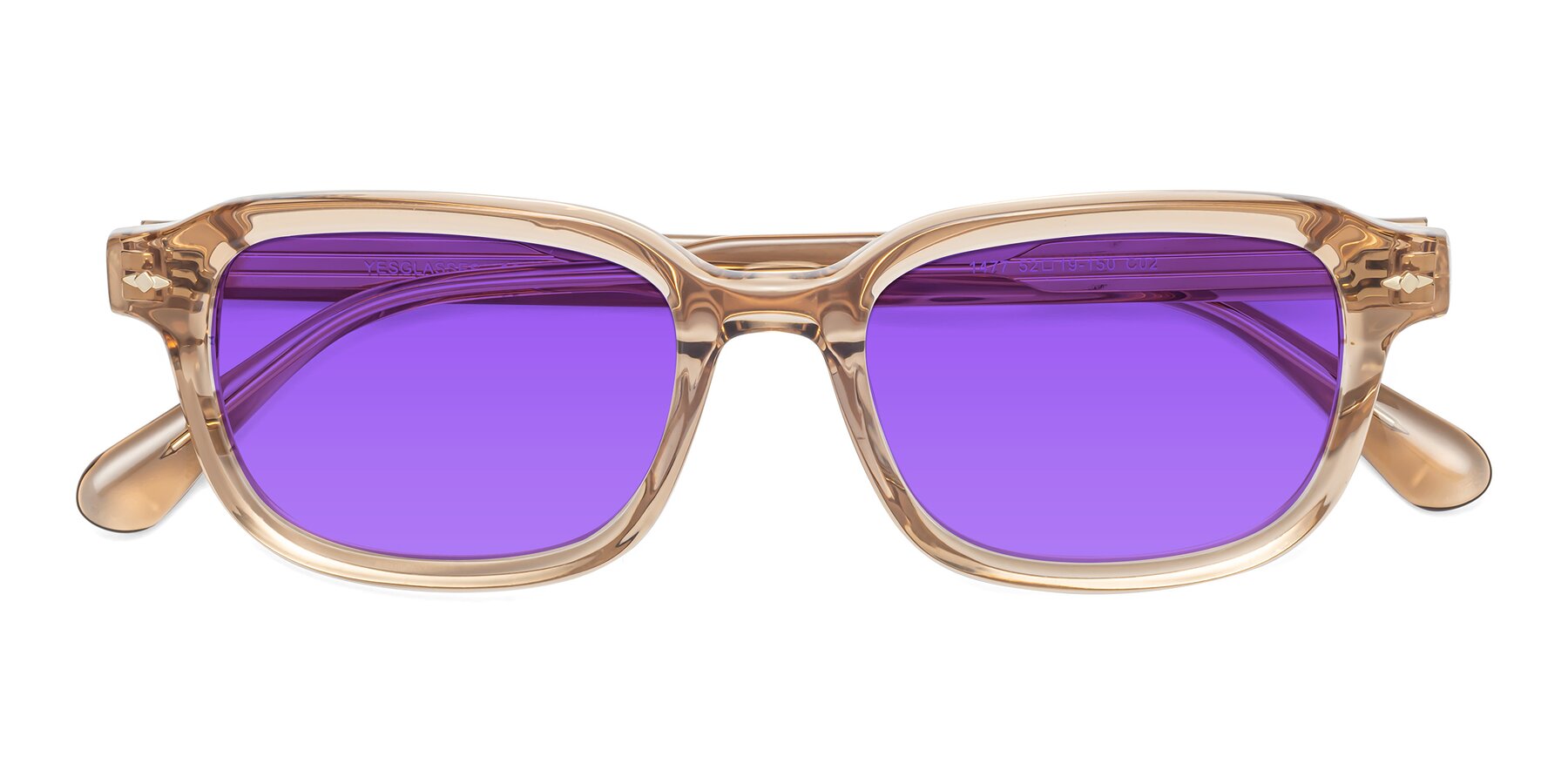 Folded Front of 1477 in Caramel with Purple Tinted Lenses