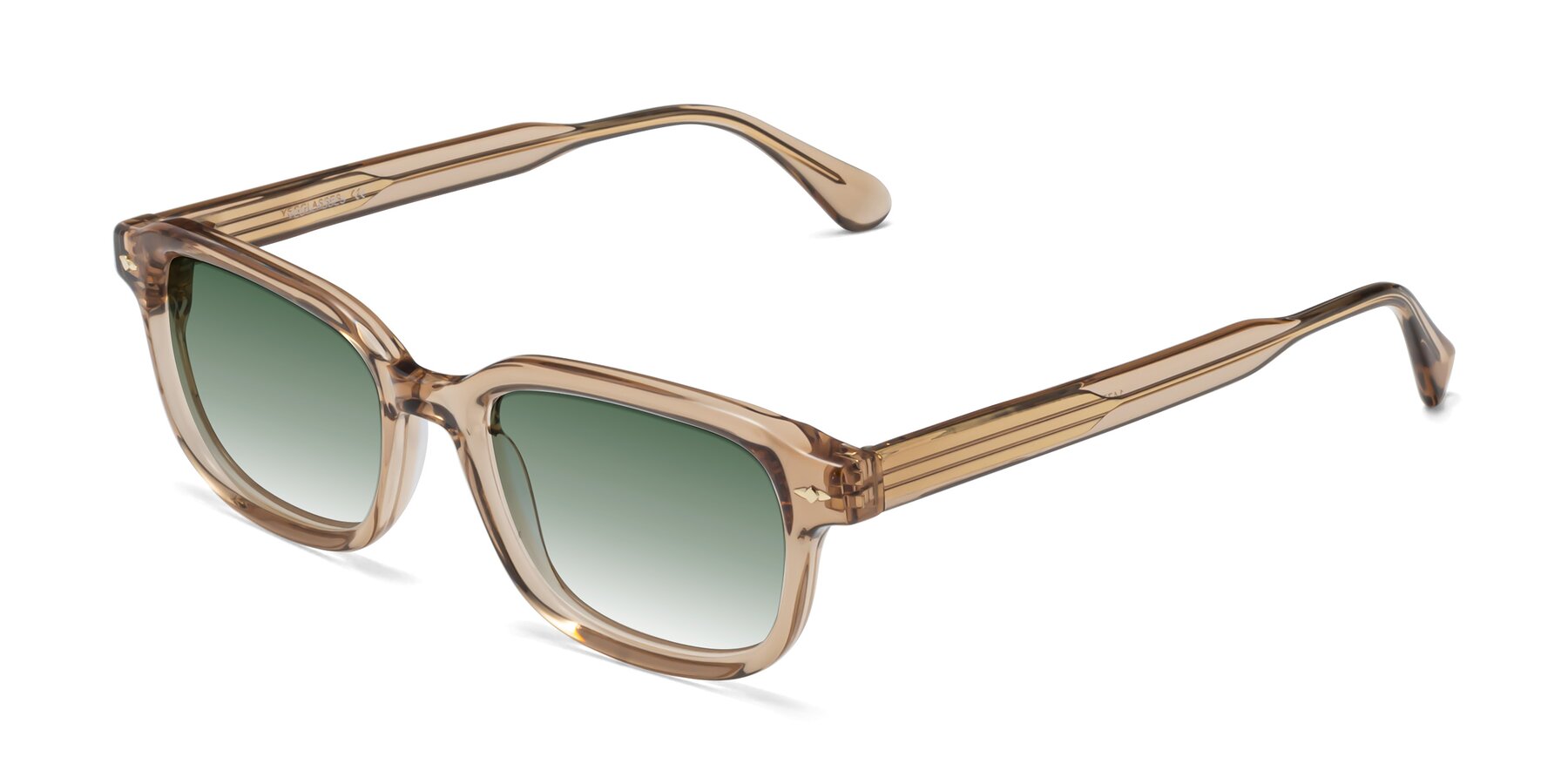 Angle of 1477 in Caramel with Green Gradient Lenses