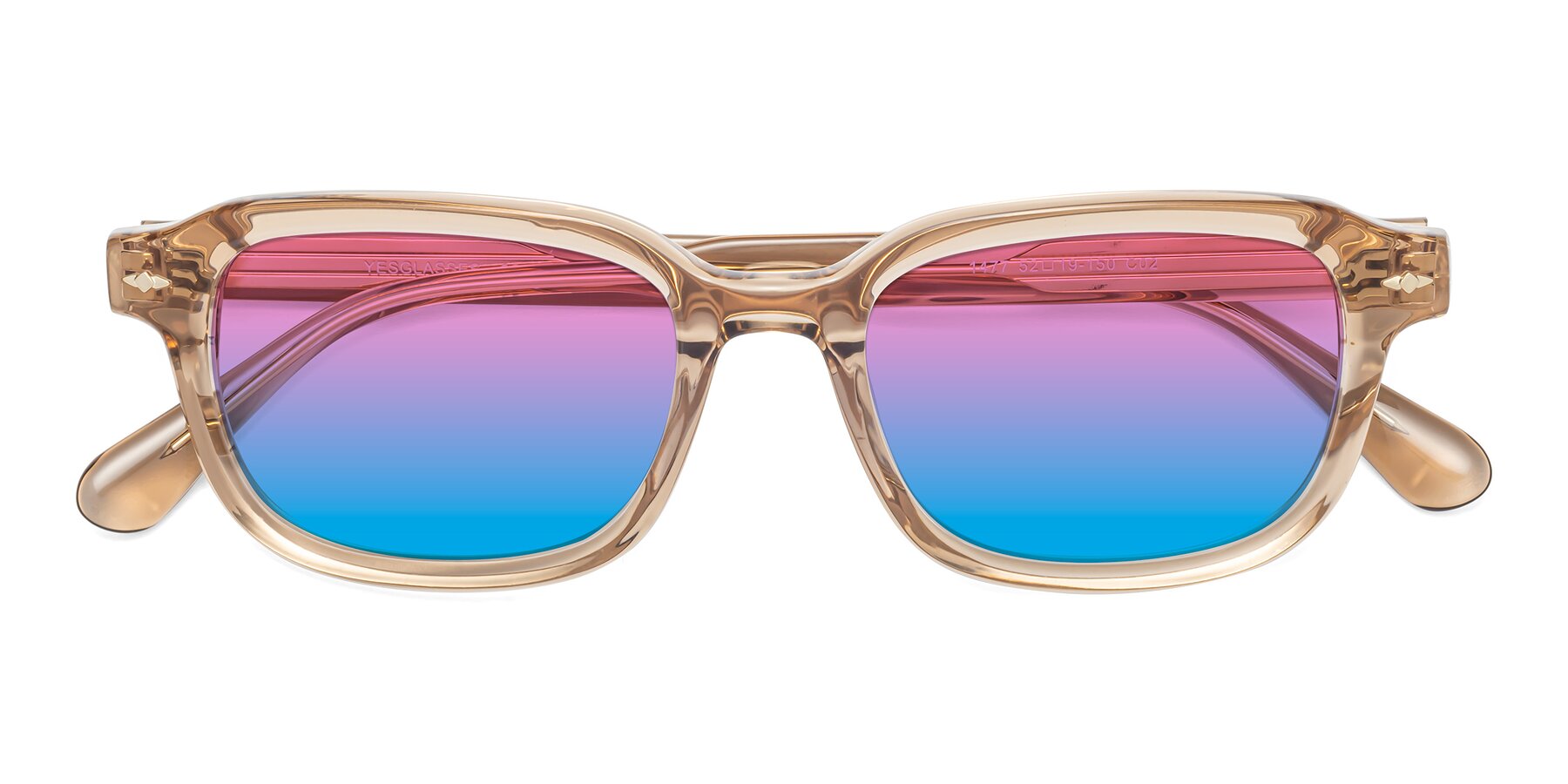 Folded Front of 1477 in Caramel with Pink / Blue Gradient Lenses