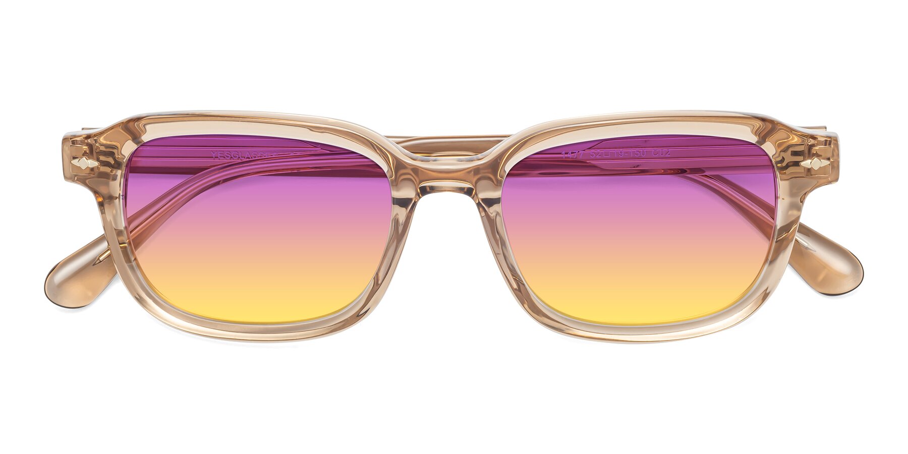 Folded Front of 1477 in Caramel with Purple / Yellow Gradient Lenses