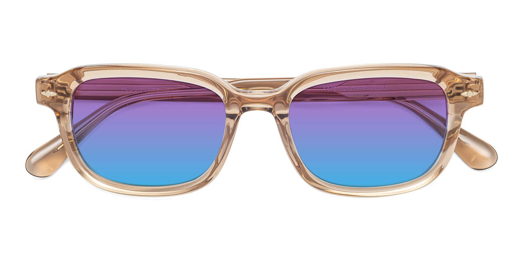 Folded Front of 1477 in Caramel with Purple / Blue Gradient Lenses