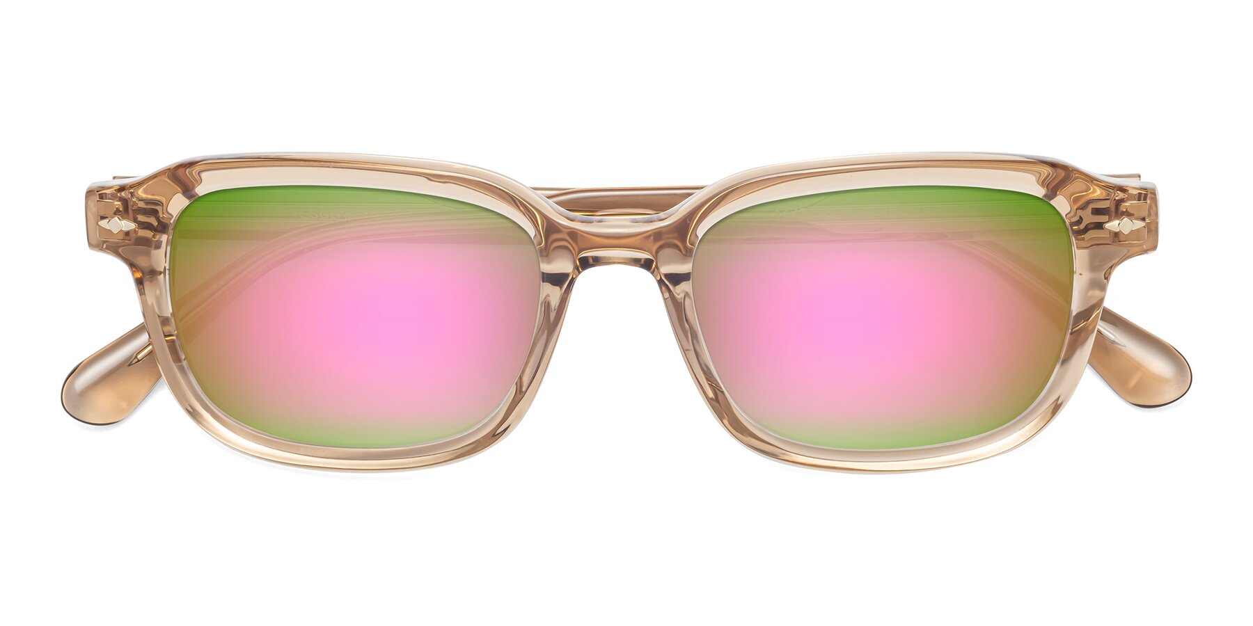 Folded Front of 1477 in Caramel with Pink Mirrored Lenses