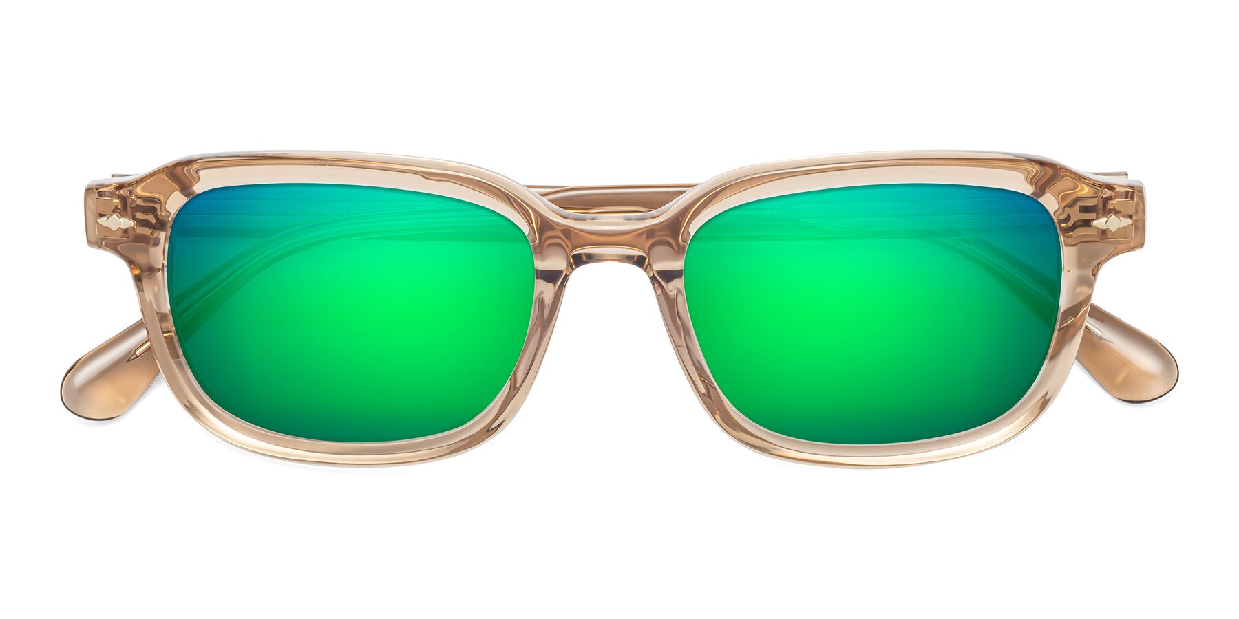 Folded Front of 1477 in Caramel with Green Mirrored Lenses
