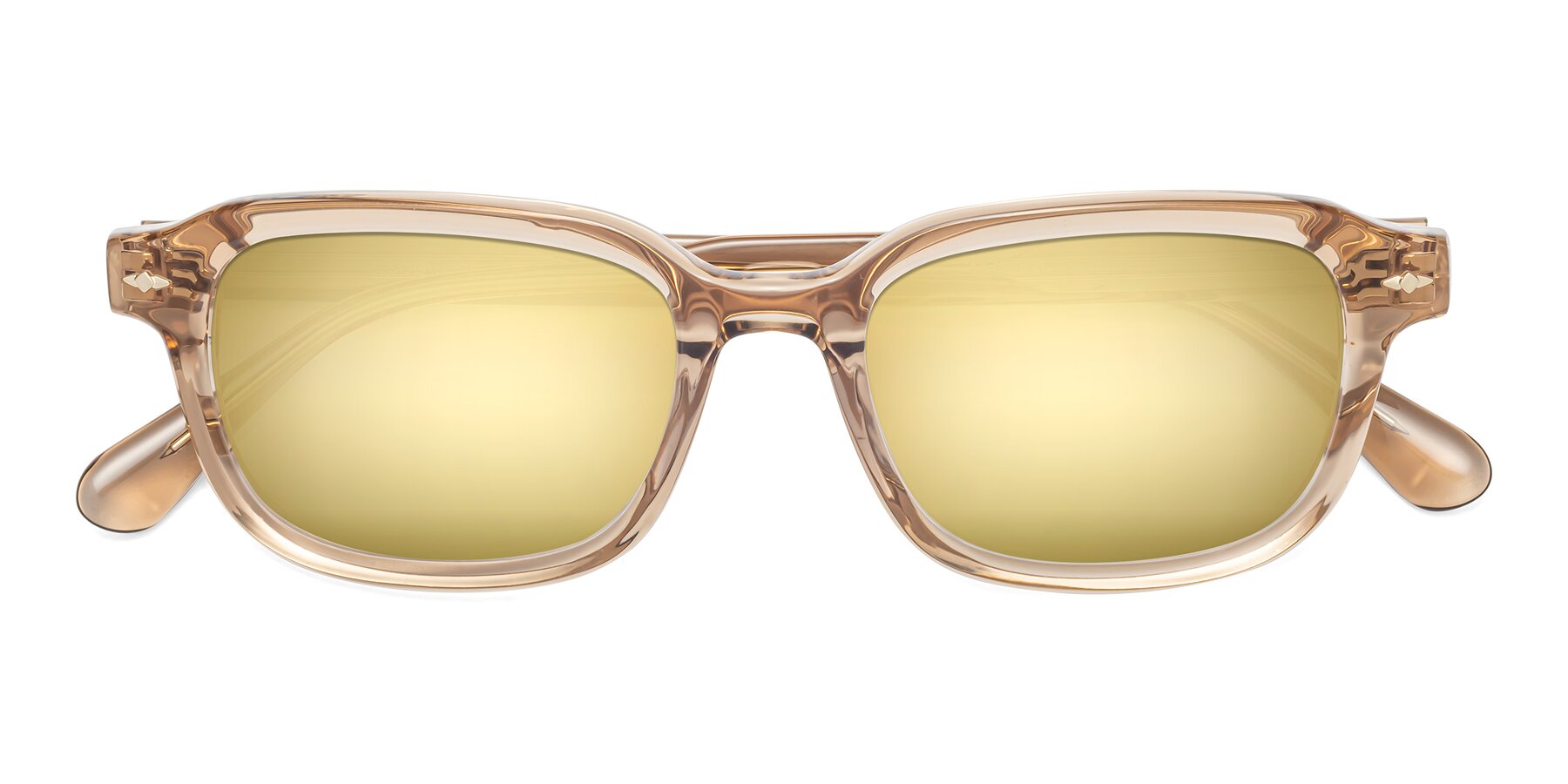 Folded Front of 1477 in Caramel with Gold Mirrored Lenses