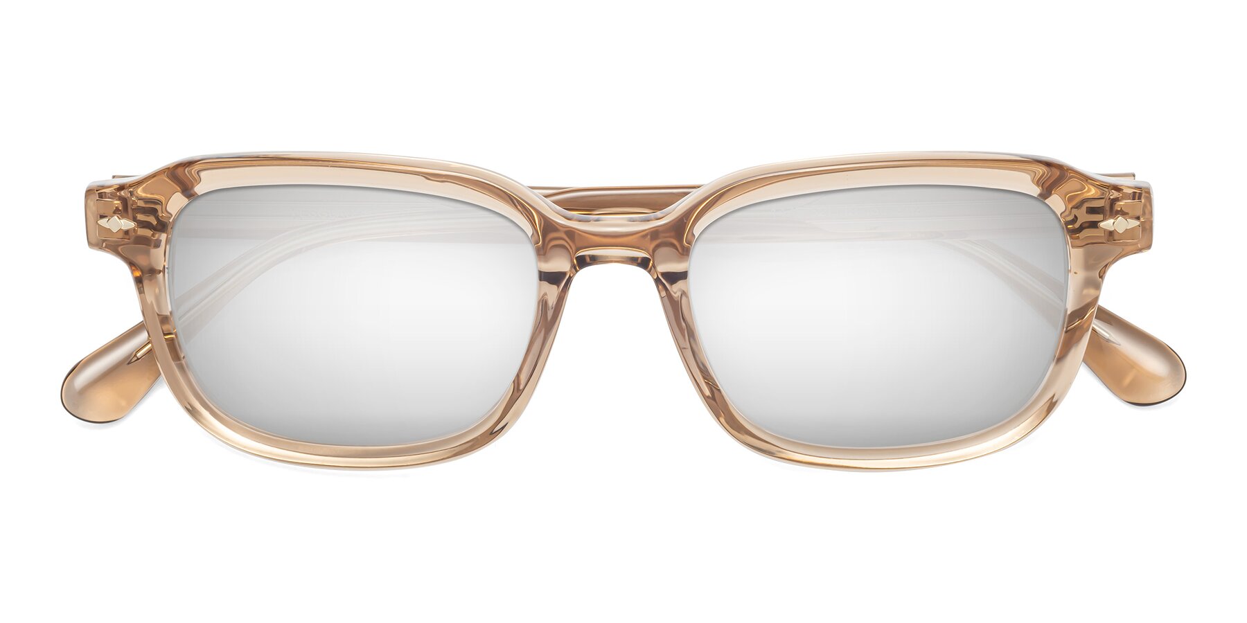 Folded Front of 1477 in Caramel with Silver Mirrored Lenses