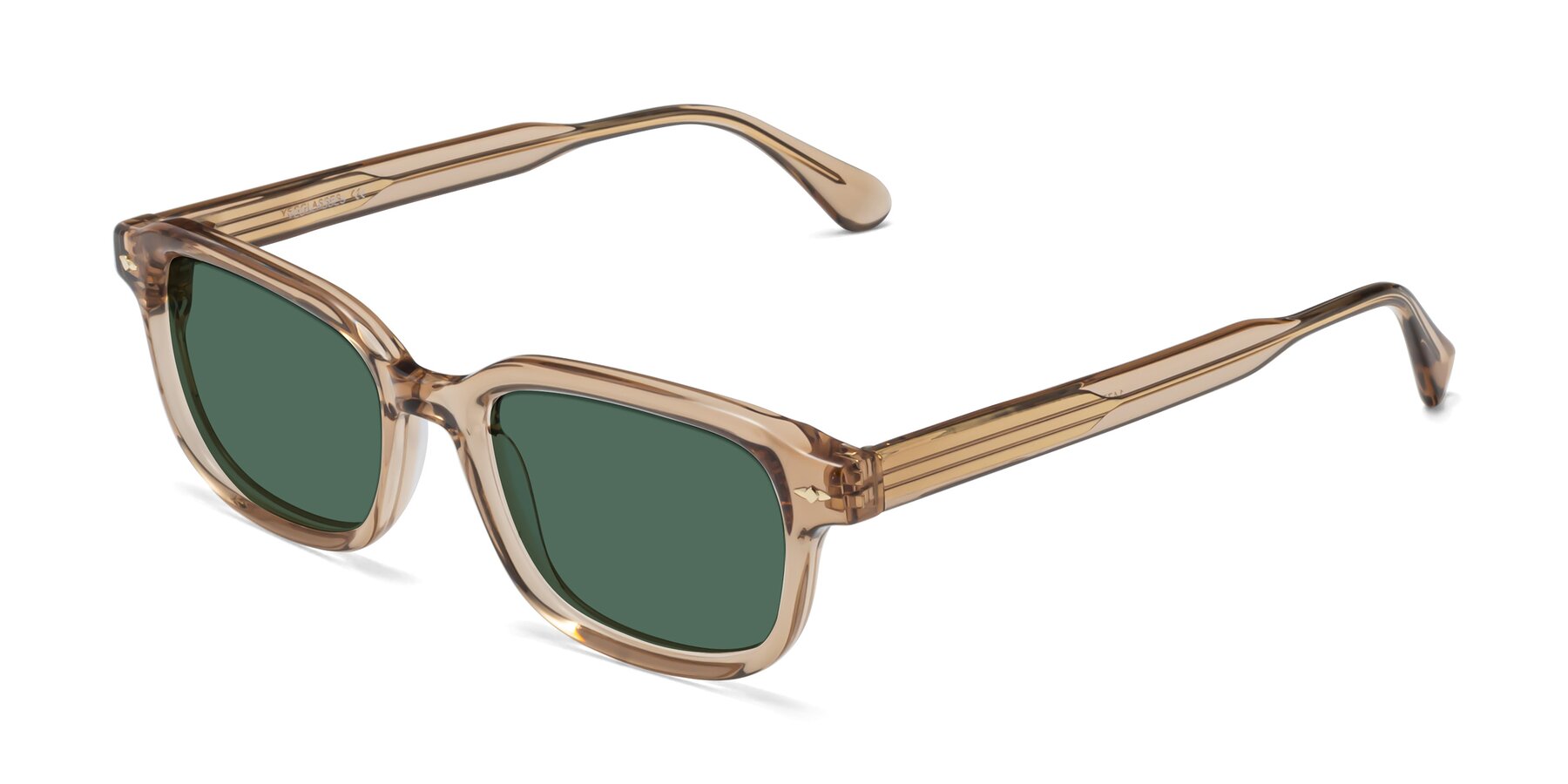 Angle of 1477 in Caramel with Green Polarized Lenses