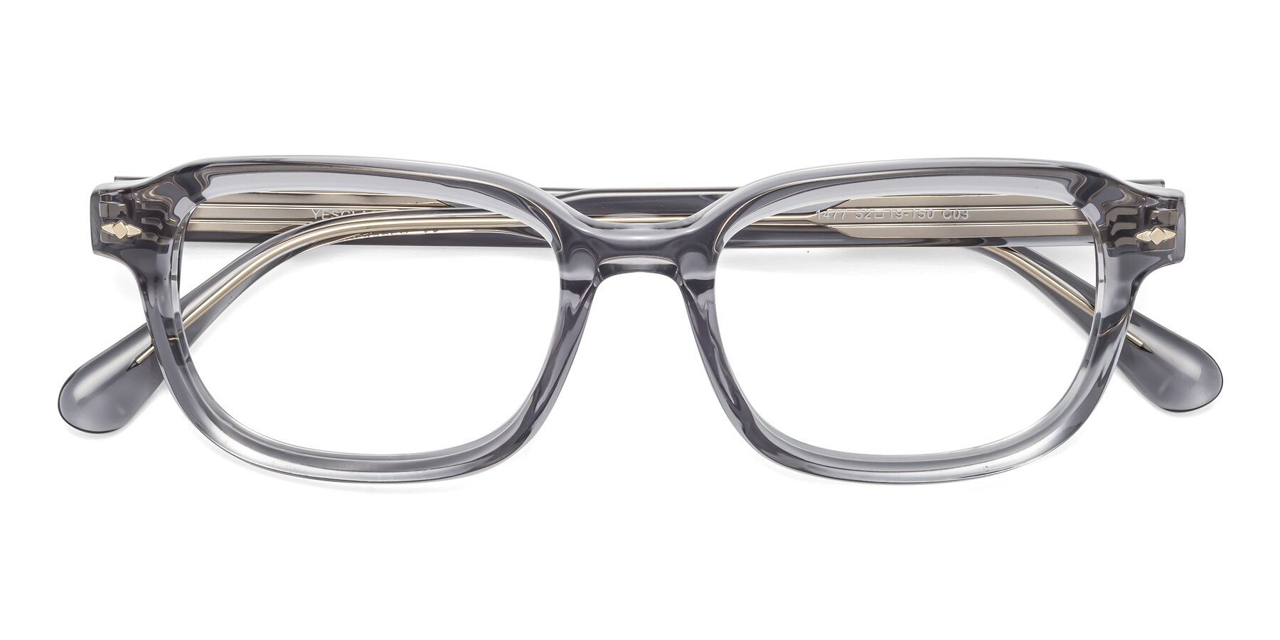 Folded Front of 1477 in Gray with Clear Blue Light Blocking Lenses