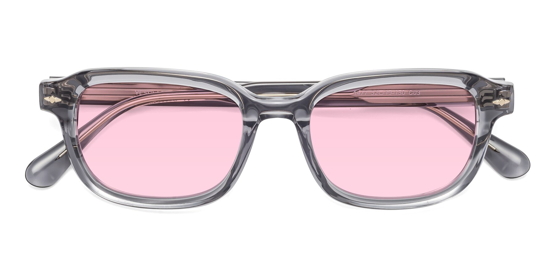 Folded Front of 1477 in Gray with Light Pink Tinted Lenses