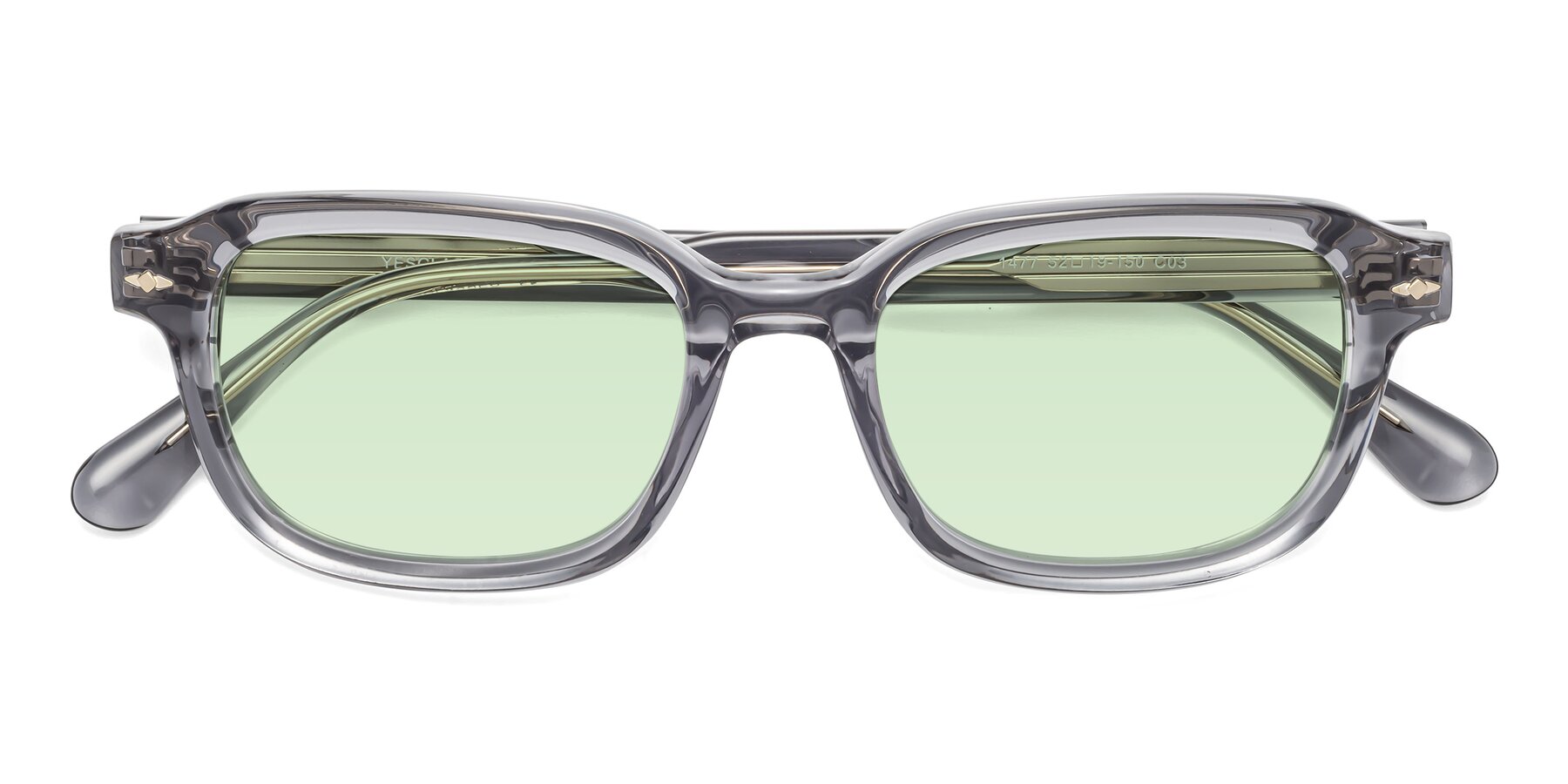 Folded Front of 1477 in Gray with Light Green Tinted Lenses