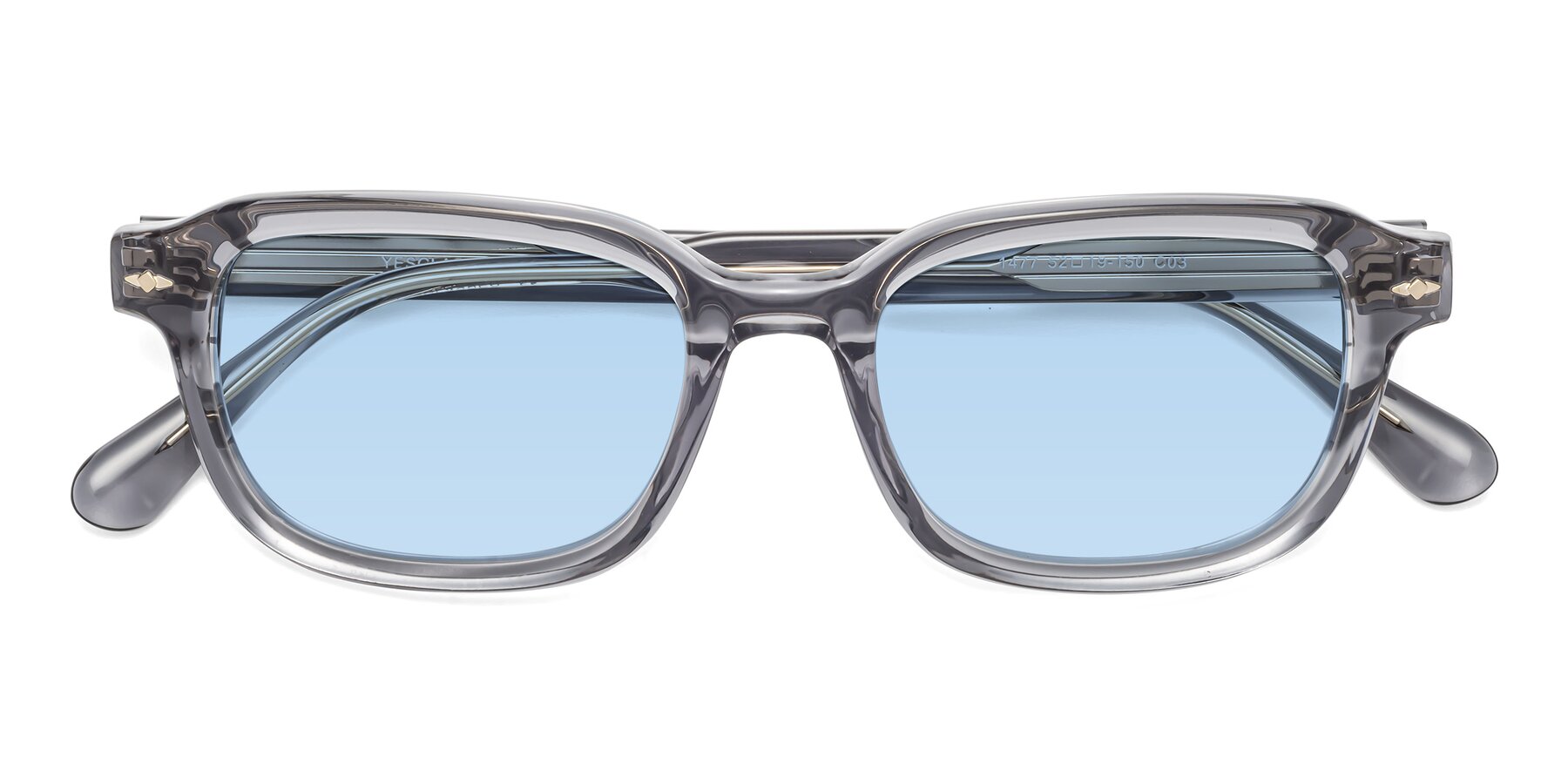 Folded Front of 1477 in Gray with Light Blue Tinted Lenses